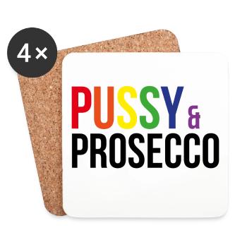 Pussy & Prosecco Rainbow Gay Lesbian Pride - Coasters (set of 4) - white - Front