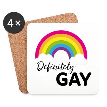 Fierté arc-en-ciel définitivement gay - Dessous de verre (lot de 4) - blanc - Devant