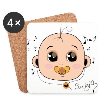 Baby with pacifier headphones music gift - Coasters (set of 4) - white - Front