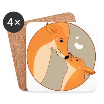 Tier Fuchs Liebe Familie Mutter Kind Vater - Untersetzer (4er-Set) - Weiß - Vorne