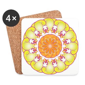 Gelbe Kreis Muster Sonne Blumen Geschenk - Untersetzer (4er-Set) - Weiß - Vorne