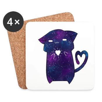 Galaxy Katze - Untersetzer (4er-Set) - Weiß - Vorne