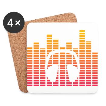 Equalizer casque neon cadeau hipster musique - Dessous de verre (lot de 4) - blanc - Devant