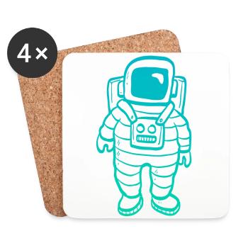 Astronaute clipart - Dessous de verre (lot de 4) - blanc - Devant