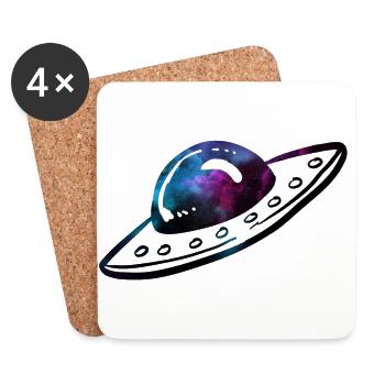 Ufo Weltraum - Untersetzer (4er-Set) - Weiß - Vorne