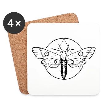 papillon de nuit - Dessous de verre (lot de 4) - blanc - Devant