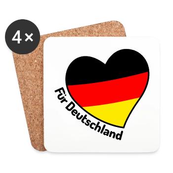 WM EM Heart Germany World Cup Soccer - Coasters (set of 4) - white - Front