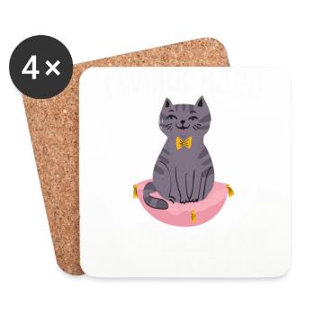 Lustige Katze - Untersetzer (4er-Set) - Weiß - Vorne