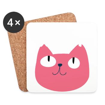 Lustige Katze - Untersetzer (4er-Set) - Weiß - Vorne