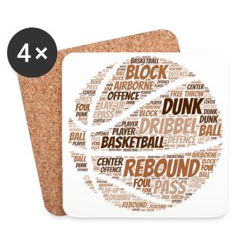 Basketball partie du discours | Chemise unisexe - Dessous de verre (lot de 4) - blanc - Devant