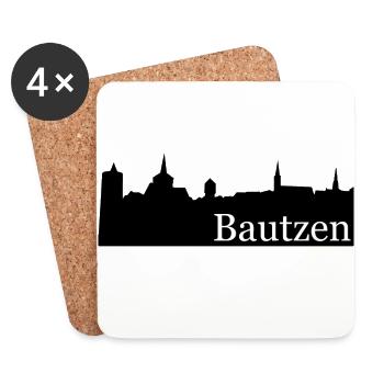 Bautzen Silhouette Skyline - Untersetzer (4er-Set) - Weiß - Vorne