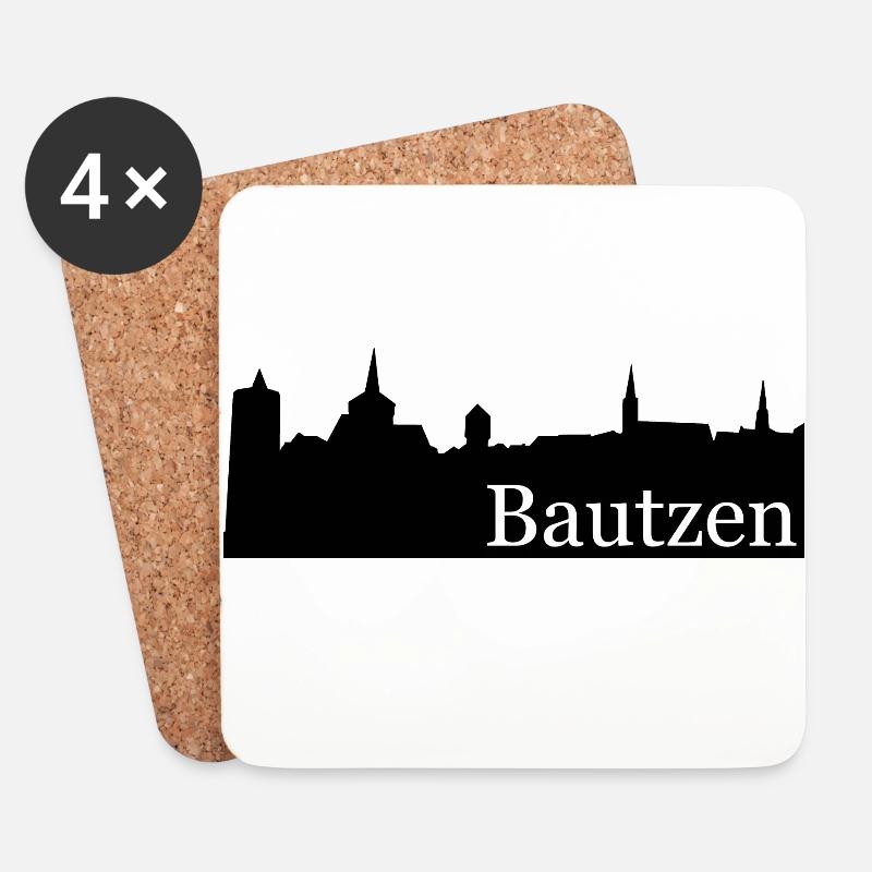Bautzen Silhouette Skyline - Untersetzer (4er-Set) - Weiß