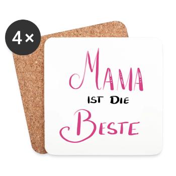 Mama ist die Beste - Untersetzer (4er-Set) - Weiß - Vorne