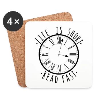 Read faster bookaholic gift for women - Coasters (set of 4) - white - Front
