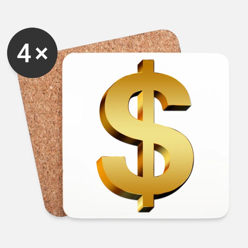 Dollarzeichen - Untersetzer (4er-Set) - Weiß