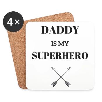 DADDY IS MY SUPERHERO / ARROW - Coasters (set of 4) - white - Front