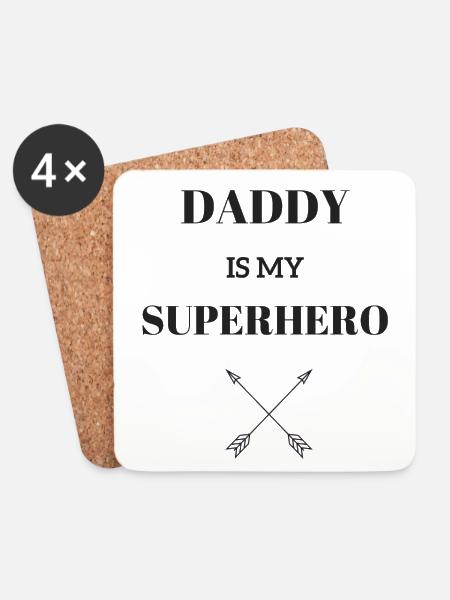 DADDY IS MY SUPERHERO / PFEIL - Untersetzer (4er-Set) - Weiß
