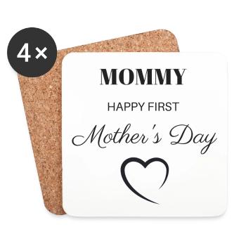 MOMMY HAPPY FIRST MOTHER'S DAY / HEART - Coasters (set of 4) - white - Front