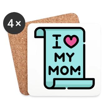 Ich liebe meine Mutter Mutti Mom Mummy Muttertag - Untersetzer (4er-Set) - Weiß - Vorne