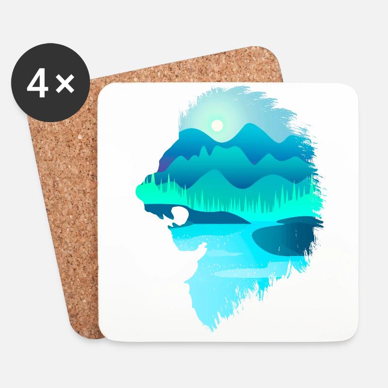 Lion in the evening just before the hunt - Coasters (set of 4) - white
