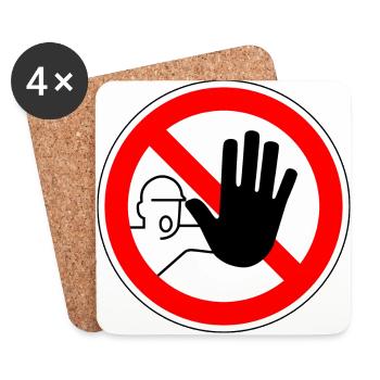 Stop kein Zutrit - Untersetzer (4er-Set) - Weiß - Vorne
