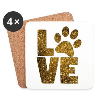 chiens aiment - Dessous de verre (lot de 4) - blanc - Devant