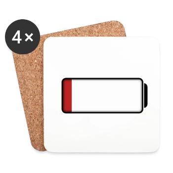 Batterie (faible / vide - 10%) - Dessous de verre (lot de 4) - blanc - Devant