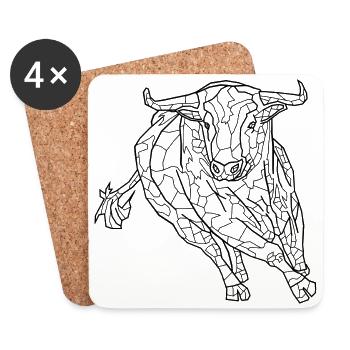 Raging taureau - Dessous de verre (lot de 4) - blanc - Devant