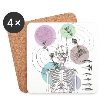 skeleto - Coasters (set of 4) - white - Front