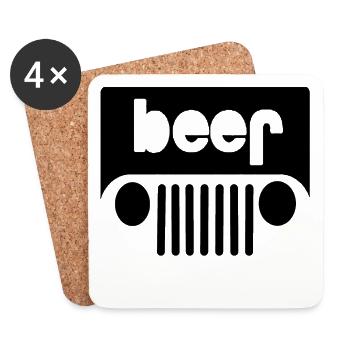 beer / Jeep motive Cooles Beer design Geschenkidee - Untersetzer (4er-Set) - Weiß - Vorne