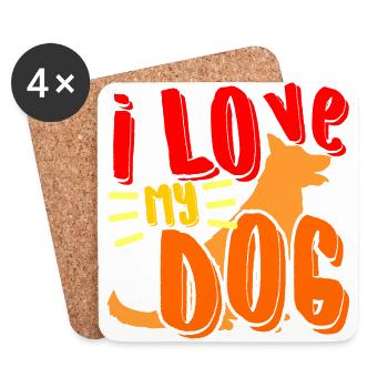 0030 lovemydog - Untersetzer (4er-Set) - Weiß - Vorne