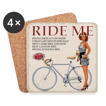 Ride Me - ride a bicycle - Coasters (set of 4) - white - Front