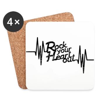 Rock Coeur - Dessous de verre (lot de 4) - blanc - Devant