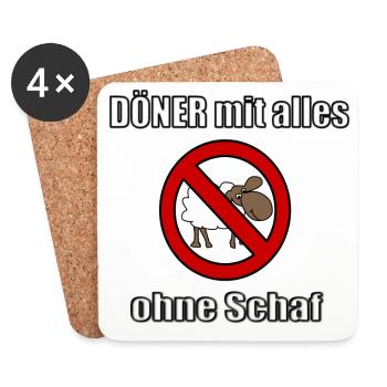 Döner mit alles ohne Schaf - Untersetzer (4er-Set) - Weiß - Vorne