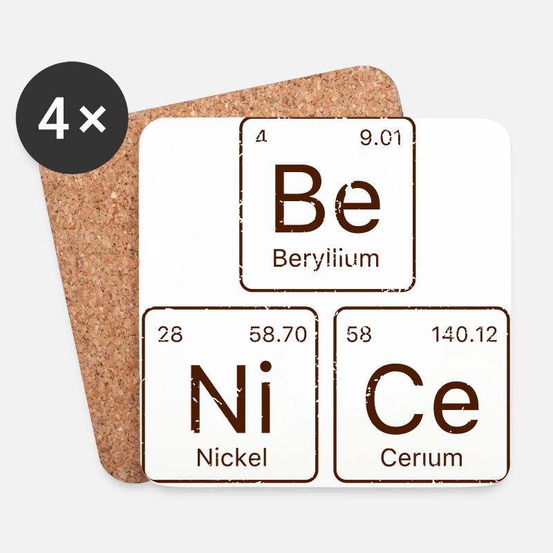 Be NiCe Periodic Table - Coasters (set of 4) - white