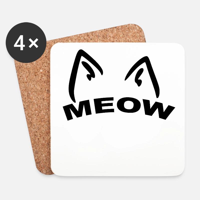 Katze Meow Geschenk Idee - Untersetzer (4er-Set) - Weiß