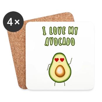 I love Avocado Shirt Geschenk mit Herzen - Untersetzer (4er-Set) - Weiß - Vorne