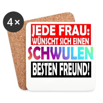 Schwuler Freund / Bester Freund - Untersetzer (4er-Set) - Weiß - Vorne