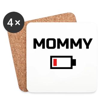 MOMMY Low Battery Energy T-Shirt BLACK LABELED - Coasters (set of 4) - white - Front