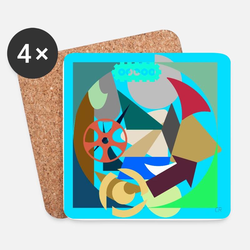 Grafikkunst 🎨 - Untersetzer (4er-Set) - Weiß