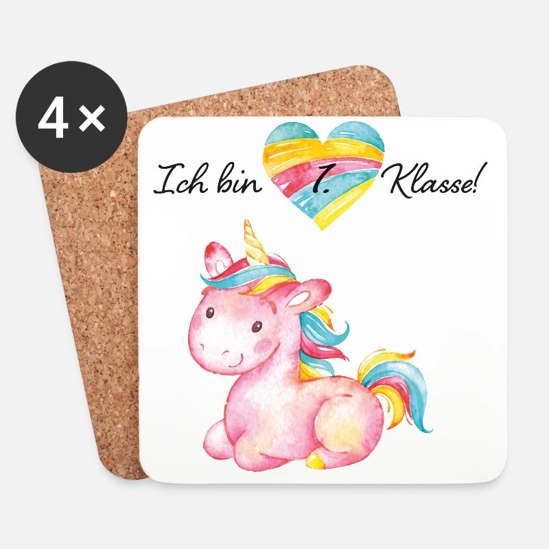 Einhorn Unicorn 1.Klasse Schulanfang Pferd Mädchen - Untersetzer (4er-Set) - Weiß
