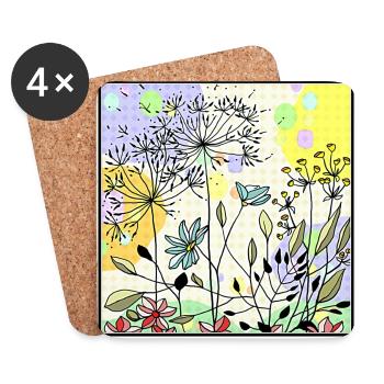 Dandelions in the meadow - Coasters (set of 4) - white - Front