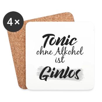Gin Tonic ohne Alkohol, brauch kein Freund - Untersetzer (4er-Set) - Weiß - Vorne