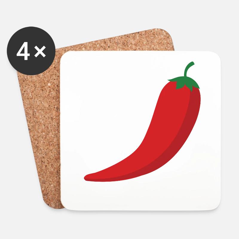 Peperoni - Untersetzer (4er-Set) - Weiß
