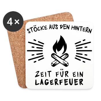 Stoecke from the butt time for a campfire - Coasters (set of 4) - white - Front