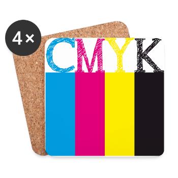 CMYK colored letters swatches - Coasters (set of 4) - white - Front