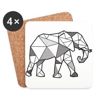 Elephant geometric gift animal africa wild - Coasters (set of 4) - white - Front