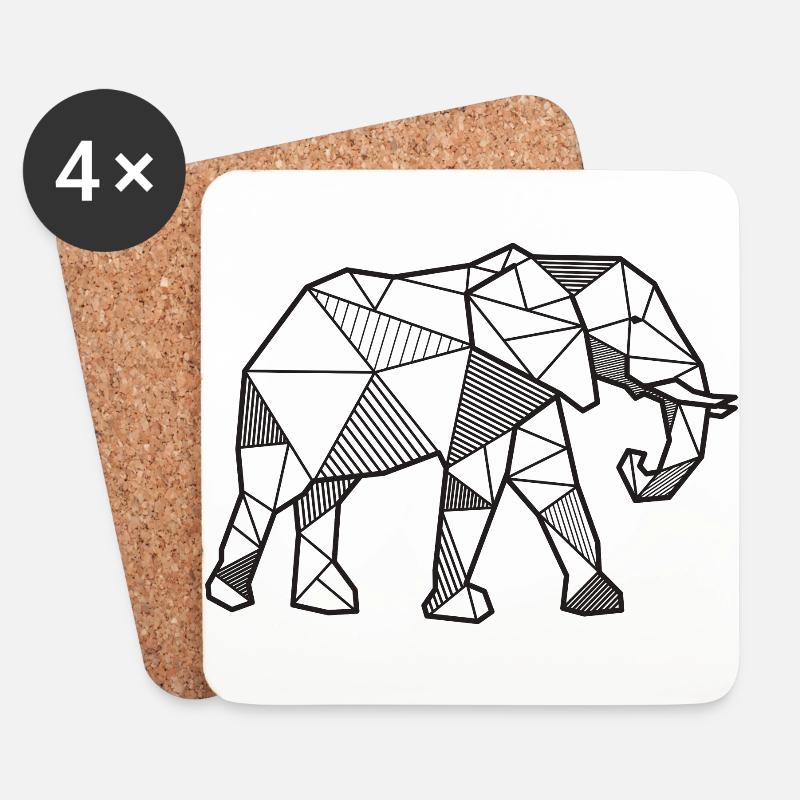 Elefant geometrisch Geschenk Tier Afrika wild - Untersetzer (4er-Set) - Weiß