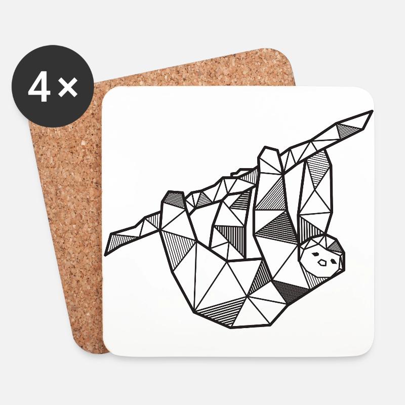 Faultier geometrisch Sloth Geschenk Tier Natur - Untersetzer (4er-Set) - Weiß