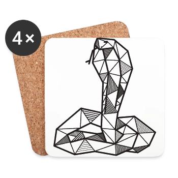 Cobra snake geometric gift animal hipster - Coasters (set of 4) - white - Front